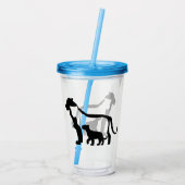 Zwart-witte leeuwen acryl drinkbeker (Achterkant)