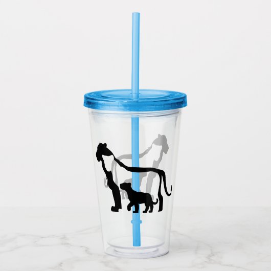 Zwart-witte leeuwen acryl drinkbeker (Voorkant)
