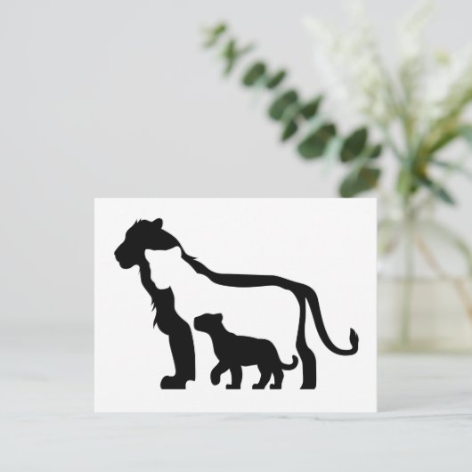Zwart-witte leeuwen briefkaart (Staand voorkant)