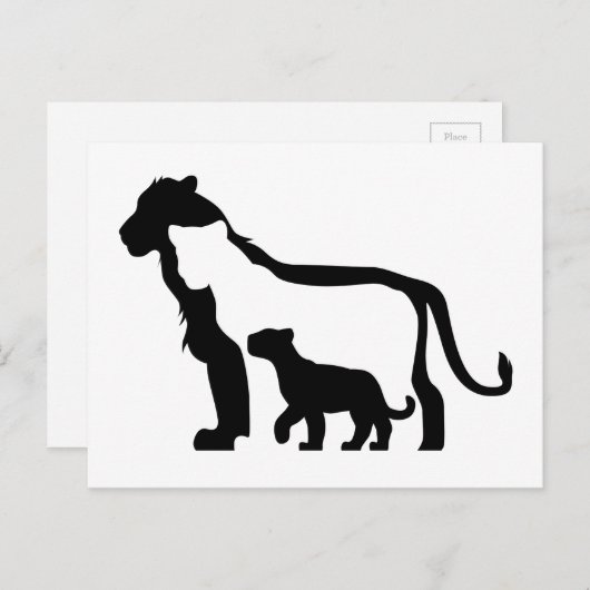 Zwart-witte leeuwen briefkaart (Voorkant / Achterkant)