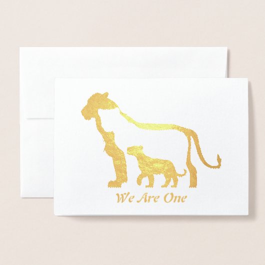 Zwart-witte leeuwen folie kaarten (Voorkant met envelop)