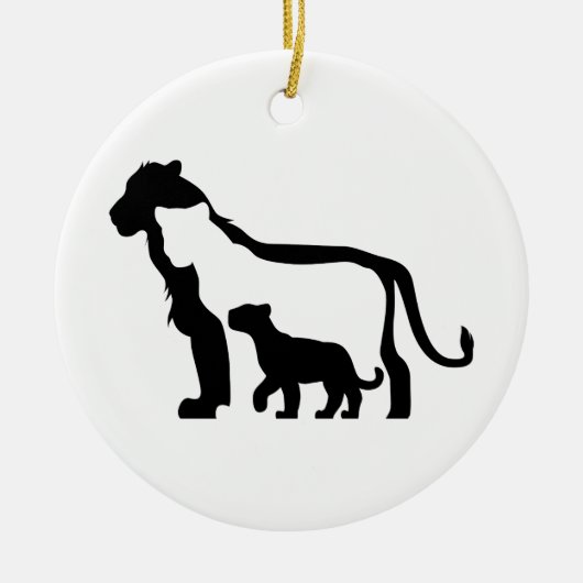 Zwart-witte leeuwen keramisch ornament (Voorkant)