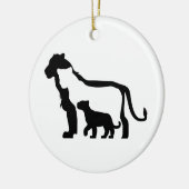 Zwart-witte leeuwen keramisch ornament (Links)