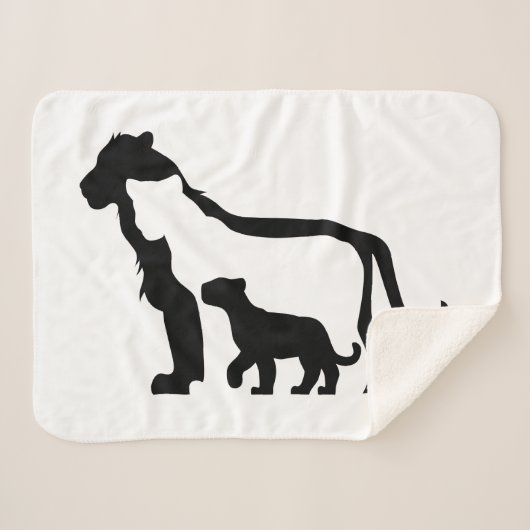 Zwart-witte leeuwen sherpa deken (Voorkant (horizontaal))
