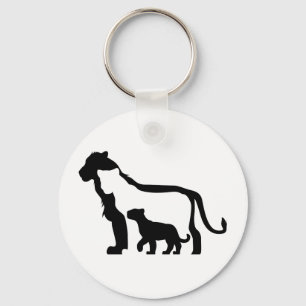 Zwart-witte leeuwen sleutelhanger