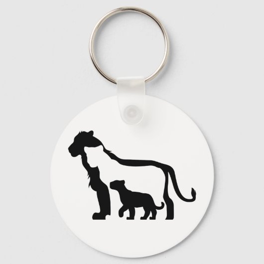 Zwart-witte leeuwen sleutelhanger (Voorkant)