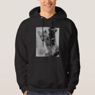 Zwart-witte leeuwenwelpje hoodie