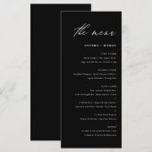 Zwart-witte legante kalligrafie bruiloft menu (Voorkant / Achterkant)