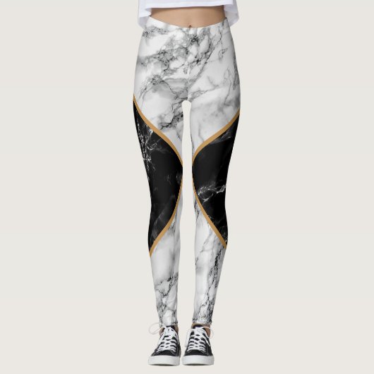Zwart-witte Leggings met afneembaar design (Voorkant)