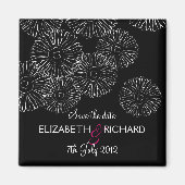 Zwart-witte lentebloemen "Bewaar de datum" Magneet (Voorkant)