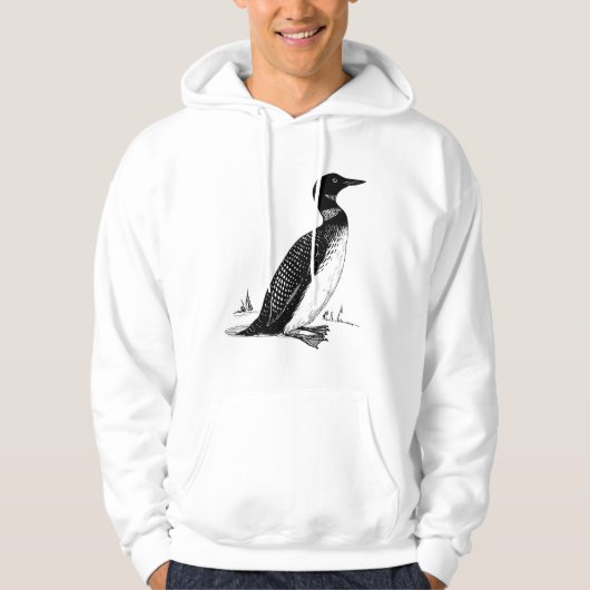Zwart-witte leuntekening hoodie (Voorkant)