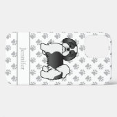 Zwart-Witte Lhasa Apso Cartoonhond & Naam Case-Mate iPhone Case (Achterkant (horizontaal))