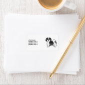 Zwart-Witte Lhasa Apso Mooie Hond & Aangepaste Tek Etiket (Insitu)