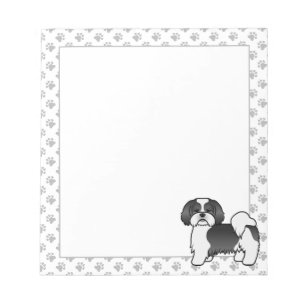 Zwart-witte Lhasa Apso Schattige Cartoon Hond Notitieblok
