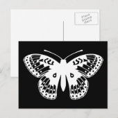 Zwart-witte, lichte vlindervlinderdruk briefkaart (Voorkant / Achterkant)
