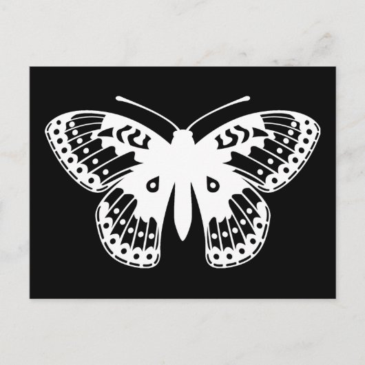 Zwart-witte, lichte vlindervlinderdruk briefkaart (Voorkant)