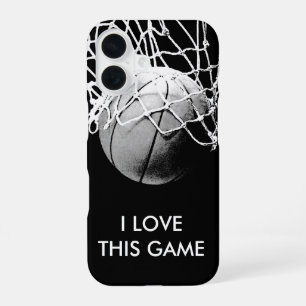 Zwart & Witte Liefde Basketbal iPhone 16 Hoesje
