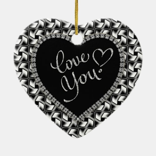 Zwart Witte Liefde Je Valentijns Ornament (Achterkant)