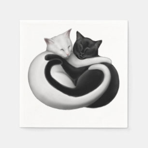 Zwart Witte Liefdekatten Papieren Servetjes Servet