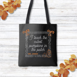 Zwart & Witte Lieve Halloween Citaat Leraar Tote Bag