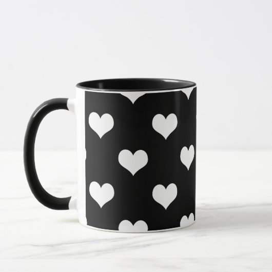Zwart Witte Lieve Harten Ontwerp  Mok (Links)