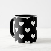 Zwart Witte Lieve Harten Ontwerp  Mok (Voorkant links)