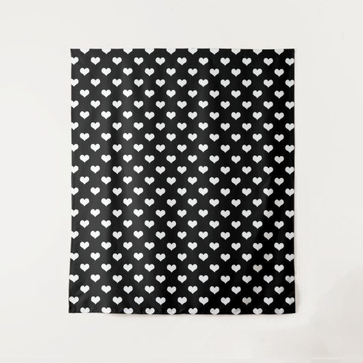 Zwart Witte Lieve Harten Ontwerp Wandkleed (Voorkant)