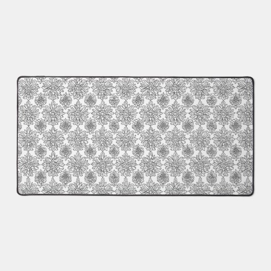 Zwart-witte lijn Art Mum Flower Desk Mat (Voorkant)