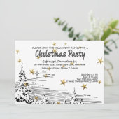 Zwart, Witte Lijn Tekening Sneeuwachtige Scène Ker Kaart (Staand voorkant)