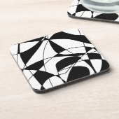 Zwart-witte lijnen, blokkleurafdrukpatroon bier onderzetter (Linkerzijde)