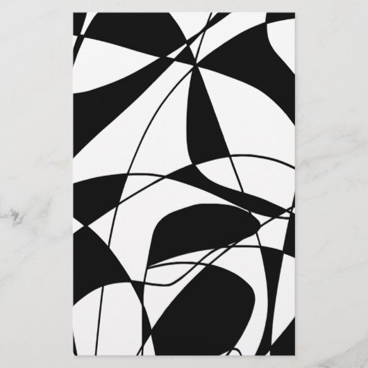 Zwart-witte lijnen, blokkleurafdrukpatroon briefpapier (Voorkant)