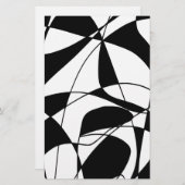 Zwart-witte lijnen, blokkleurafdrukpatroon briefpapier (Voorkant / Achterkant)