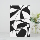 Zwart-witte lijnen, blokkleurafdrukpatroon briefpapier (Staand voorkant)