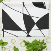 Zwart-witte lijnen, blokkleurafdrukpatroon theedoek (Gevouwen)