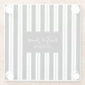 Zwart-witte lijnen en strepen met monogram glazen onderzetter (Achterkant)