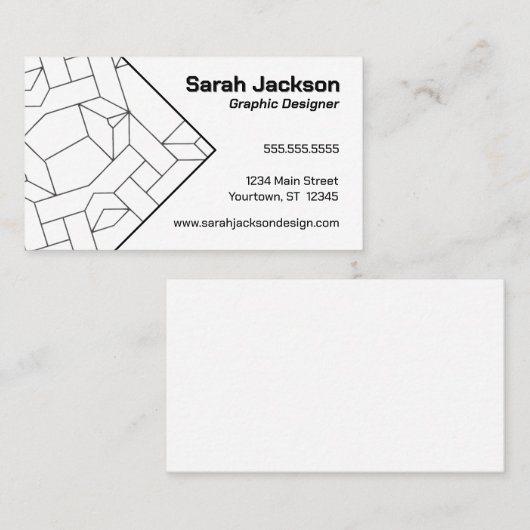 Zwart-witte lijnen Graphic Artist Designer Visitekaartje (Voorkant / Achterkant)