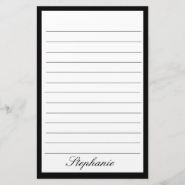 Zwart Witte Lijnen Lijsten Monogram Namen Aangepas Briefpapier