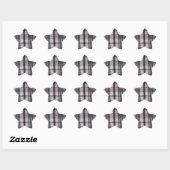 Zwart-witte lijnen op textiel ster sticker (Vel)