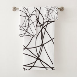 Zwart-witte lijnkunst bad handdoek