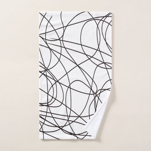 Zwart-witte lijnkunst bad handdoek (Handdoek)