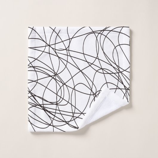 Zwart-witte lijnkunst bad handdoek (Wasdoekje)