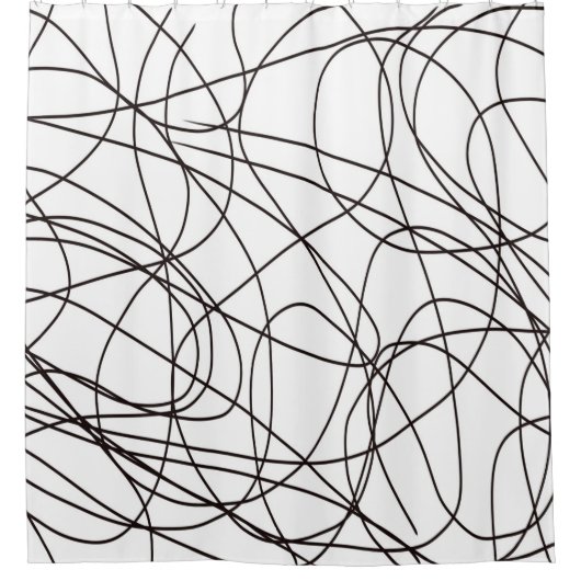 Zwart-witte lijnkunst douchegordijn (Voorkant)