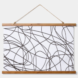 Zwart-witte lijnkunst hangend wandkleed