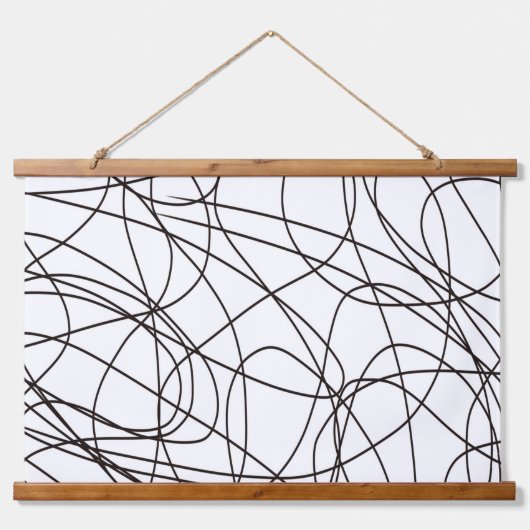 Zwart-witte lijnkunst hangend wandkleed (Voorkant)