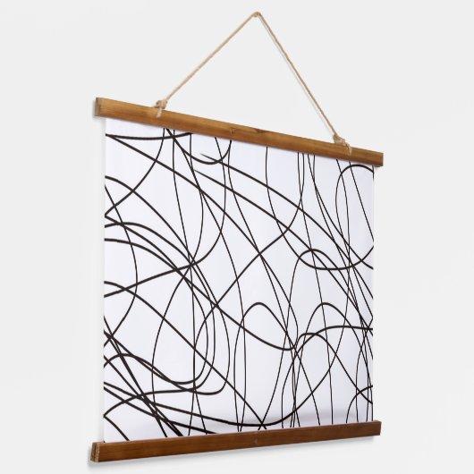 Zwart-witte lijnkunst hangend wandkleed (Gebogen)