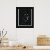 Zwart & Witte Lijnkunst Vrouwen Lijnposter Poster (Keuken)