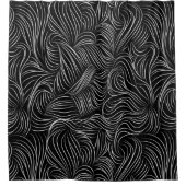 Zwart-witte lijnlijnen Showgordijn Douchegordijn (Voorkant)