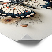 Zwart-witte lijntekening van een vlinder poster (Hoek)