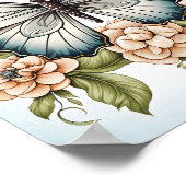 Zwart-witte lijntekening van een vlinder poster (Hoek)