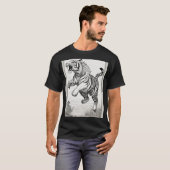 Zwart-witte lijntekeningen: Tiger Jumping en P T-shirt (Voorkant volledig)